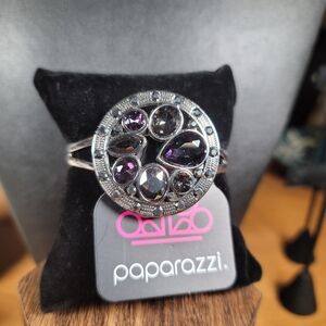 paparazzi Black and Purple Gemstone Round Statement Bracelet